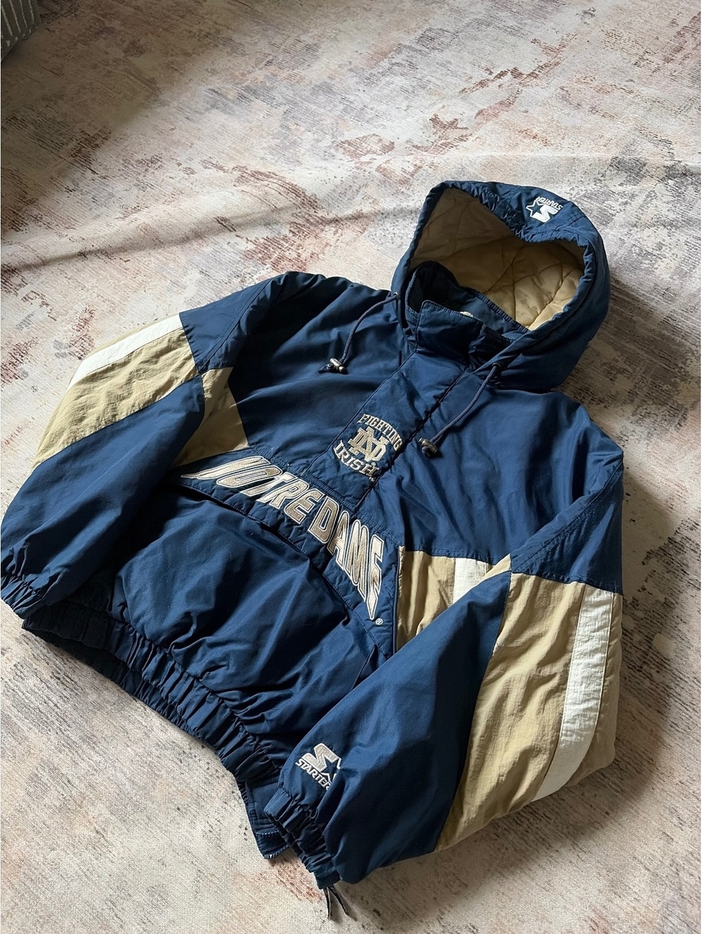 Vintage Notre Dame Starter Jacket Fighting Irish HalfZip med